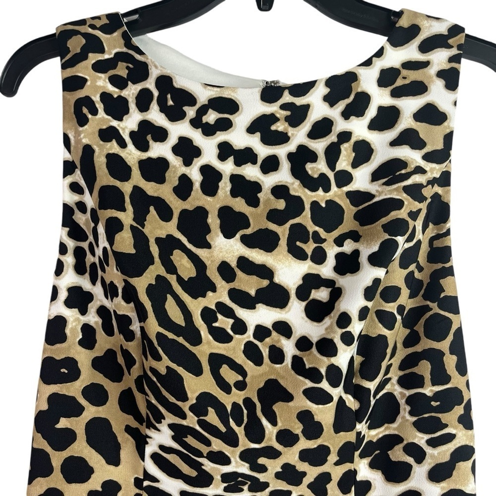 Cache Womens Bodycon Lined Dress Animal Print Stretch Tired Mock Wrap 4 New - Picture 2 of 12